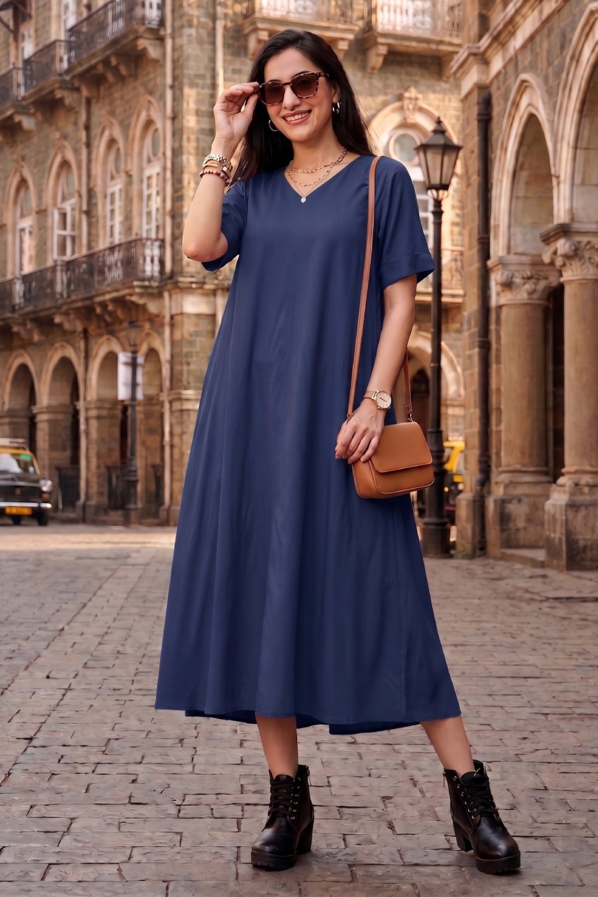Bamboo Cotton Ink Flare Dress