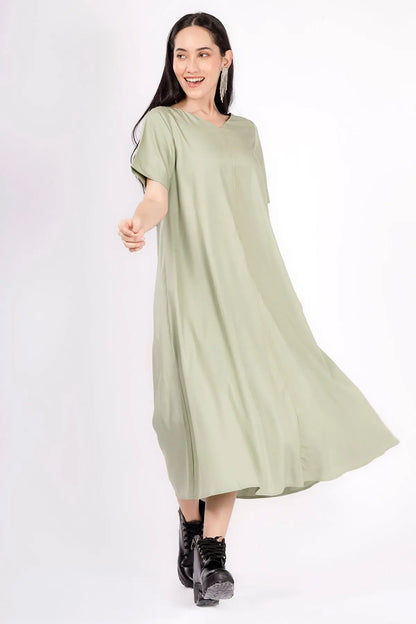 Bamboo Cotton Sage Flare Dress SNEHA B