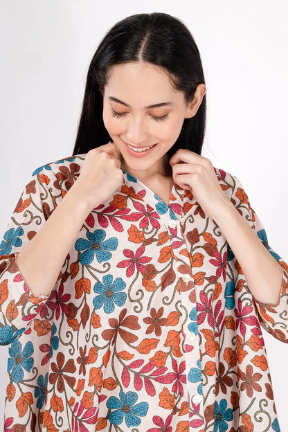 Beige Printed Oversized Dress SNEHA B