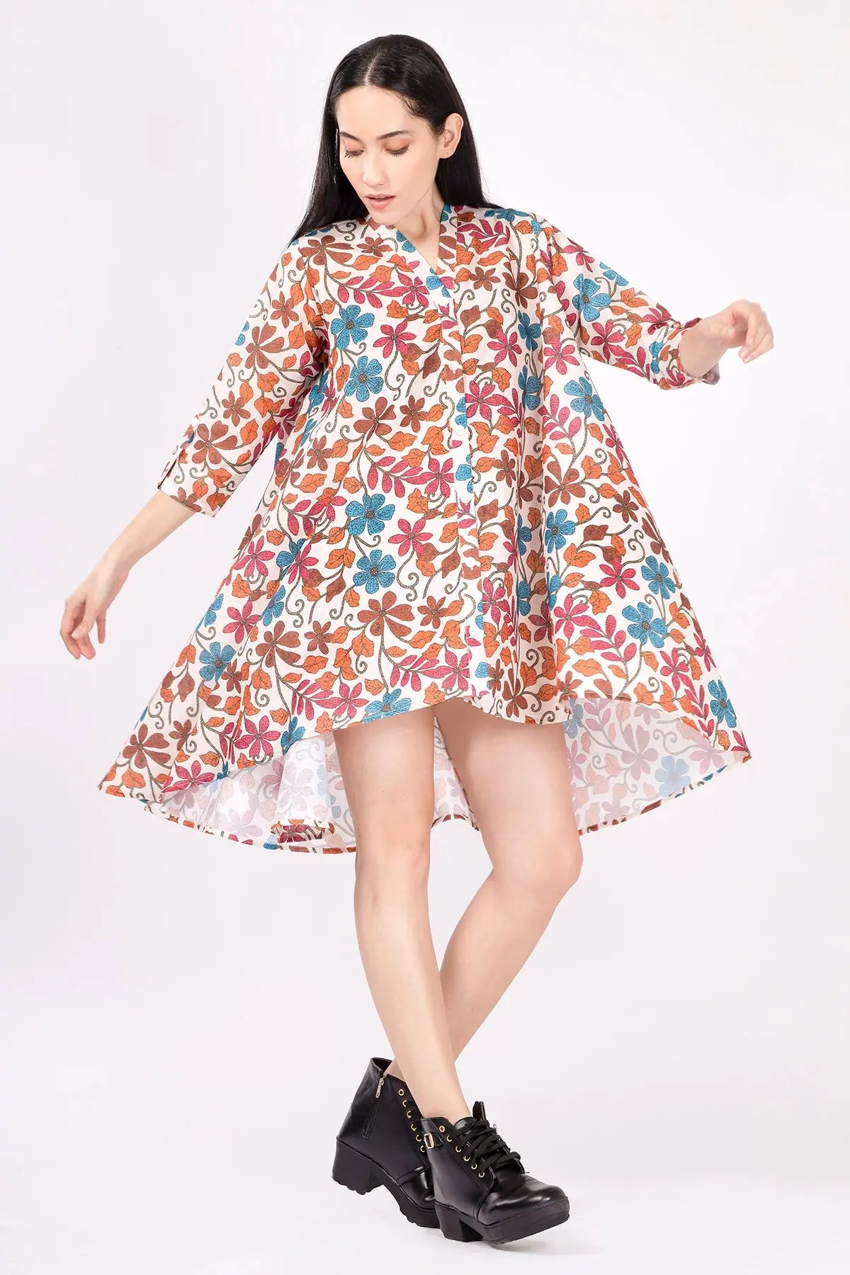 Beige Printed Oversized Dress SNEHA B