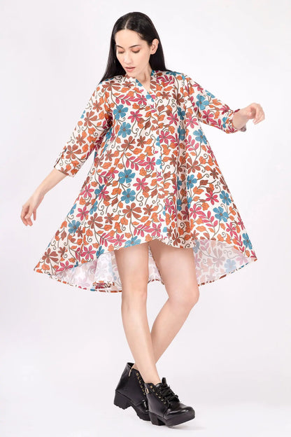 Beige Printed Oversized Dress SNEHA B