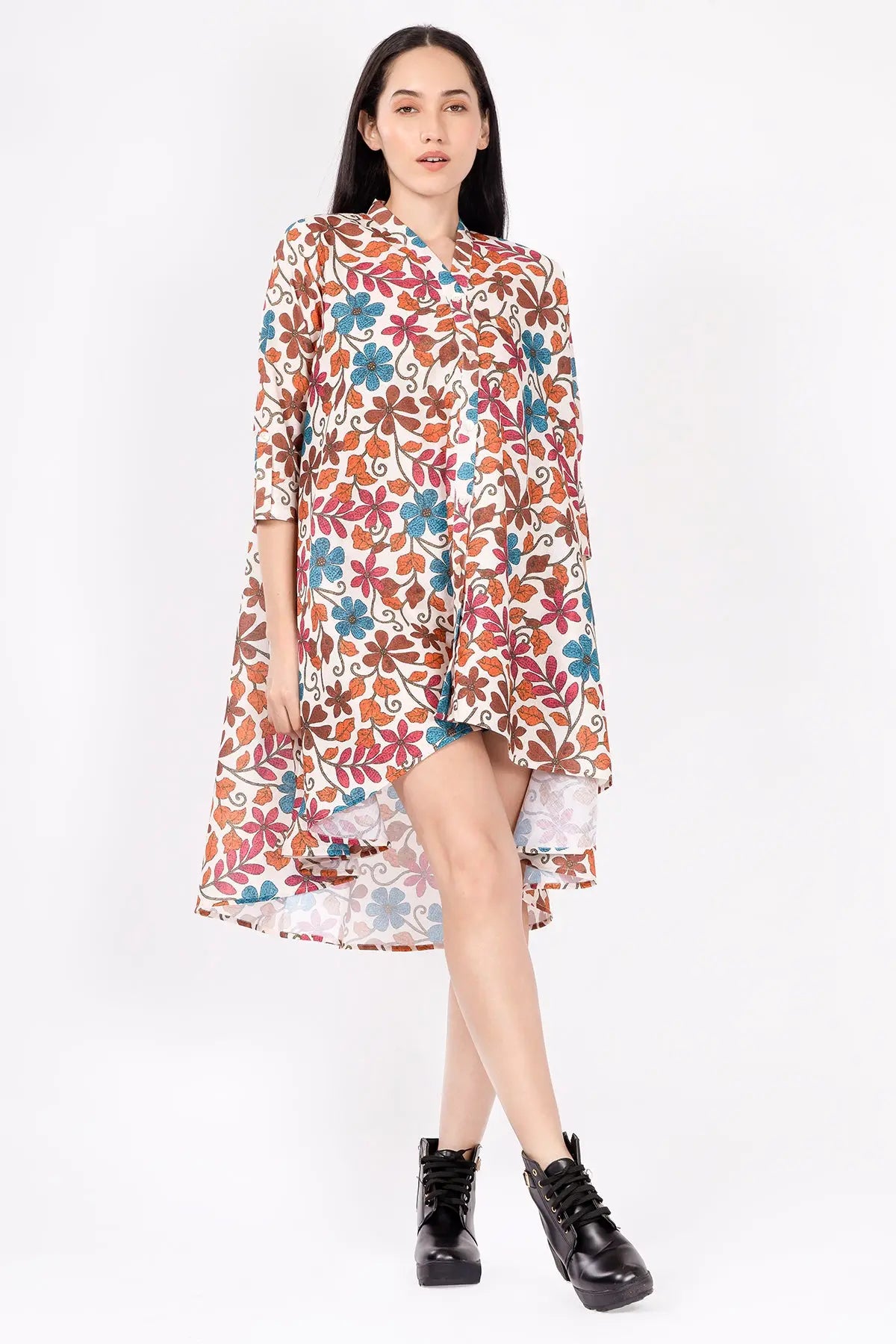 Beige Printed Oversized Dress SNEHA B