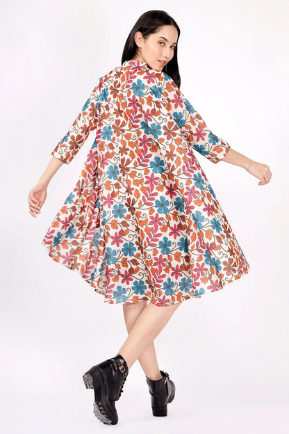 Beige Printed Oversized Dress SNEHA B