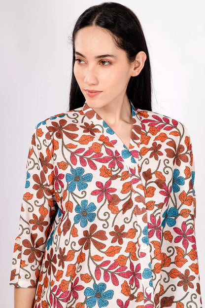 Beige Printed Oversized Dress SNEHA B