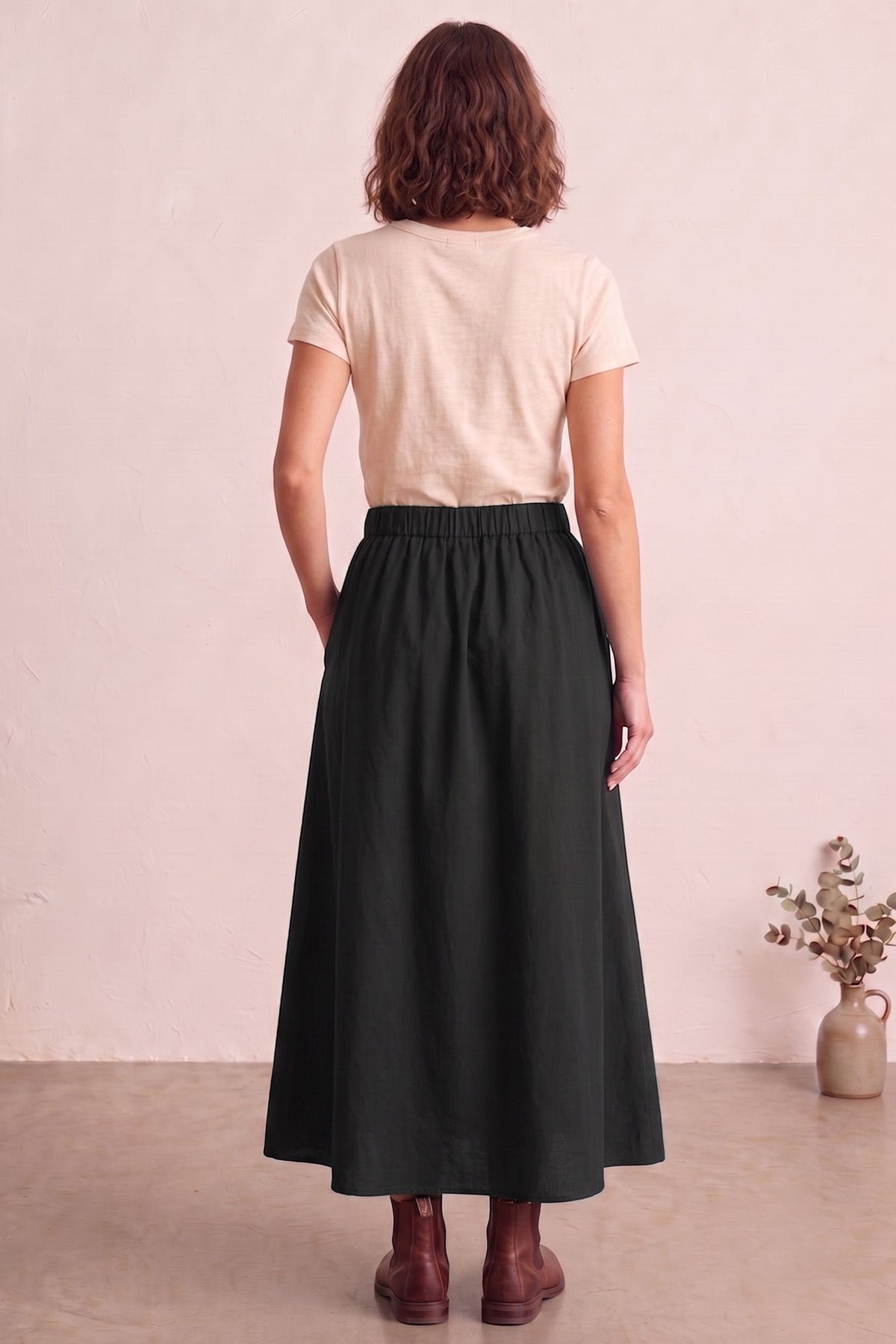 Black Ankle Length Flare Skirt