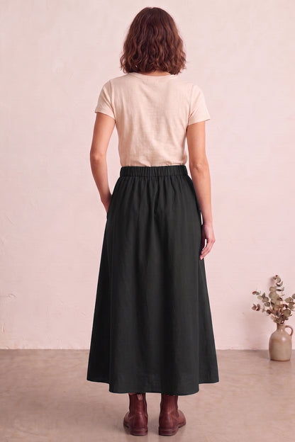 Black Ankle Length Flare Skirt