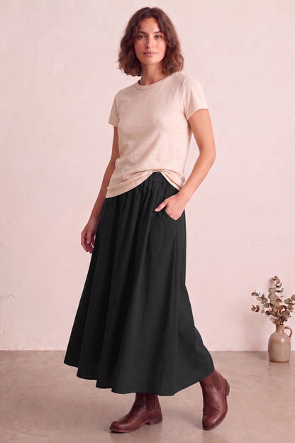 Black Ankle Length Flare Skirt
