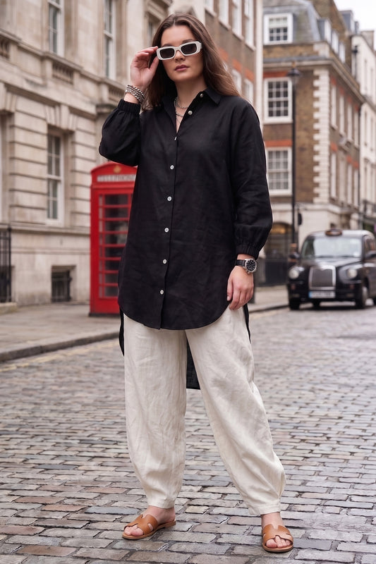Black High Low Buttoned Shirt