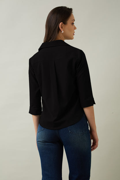 Black Box Pleated Collared Top