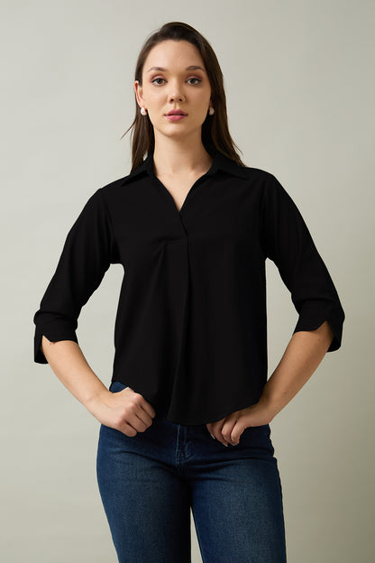Black Box Pleated Collared Top