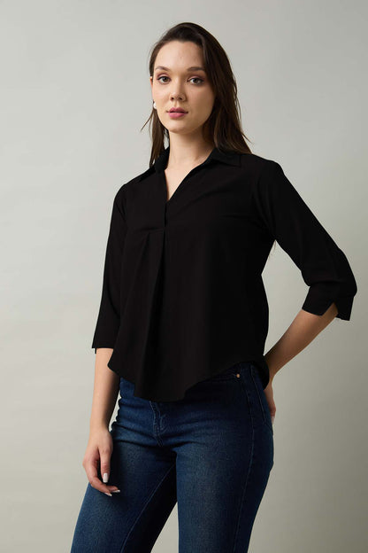Black Box Pleated Collared Top