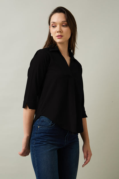Black Box Pleated Collared Top