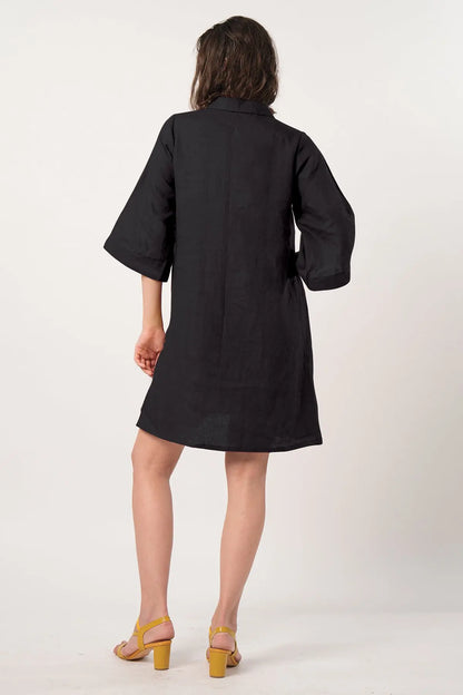 Black Button Collar Shirt Dress SNEHA B