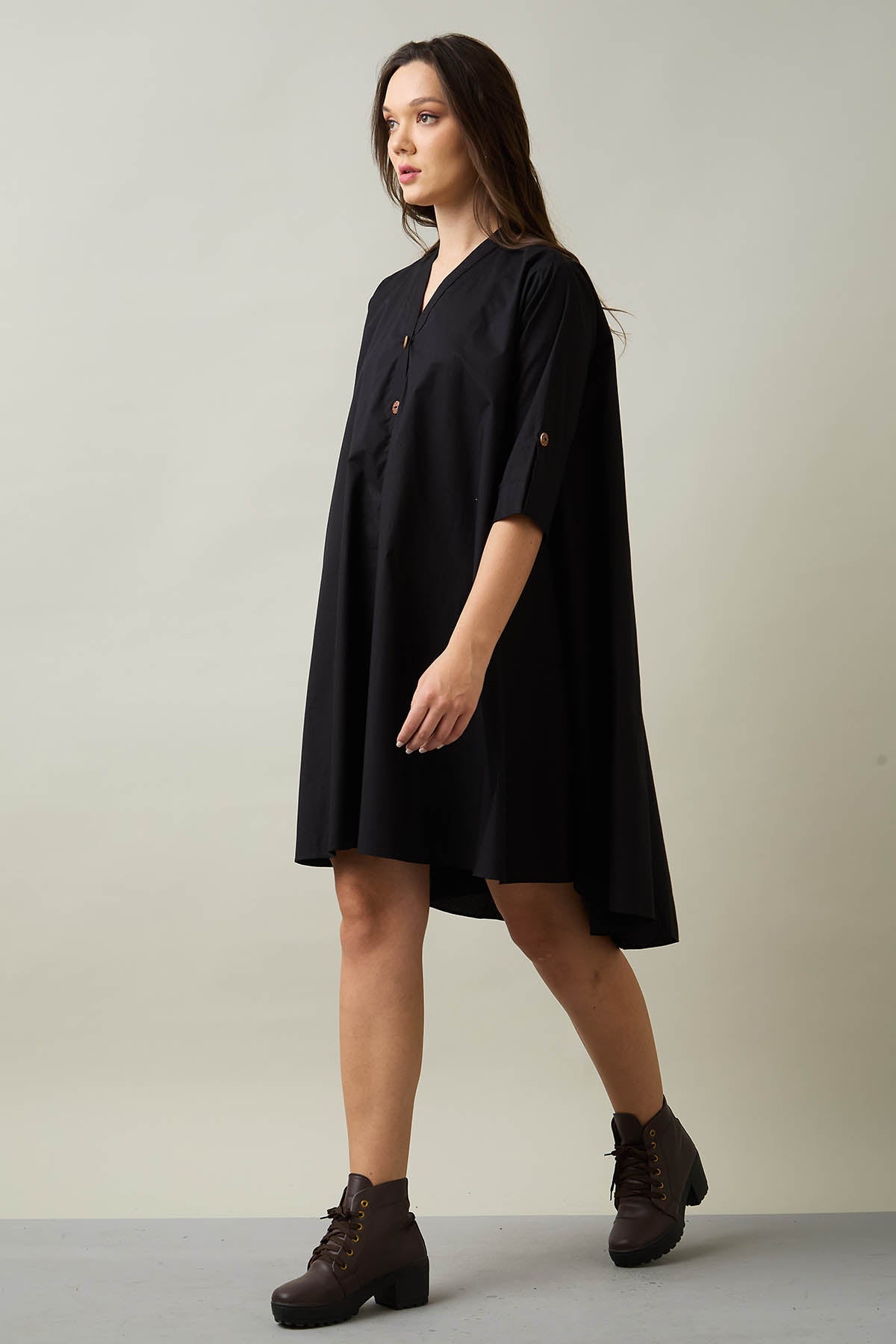 Black Cotton Oversized Dress