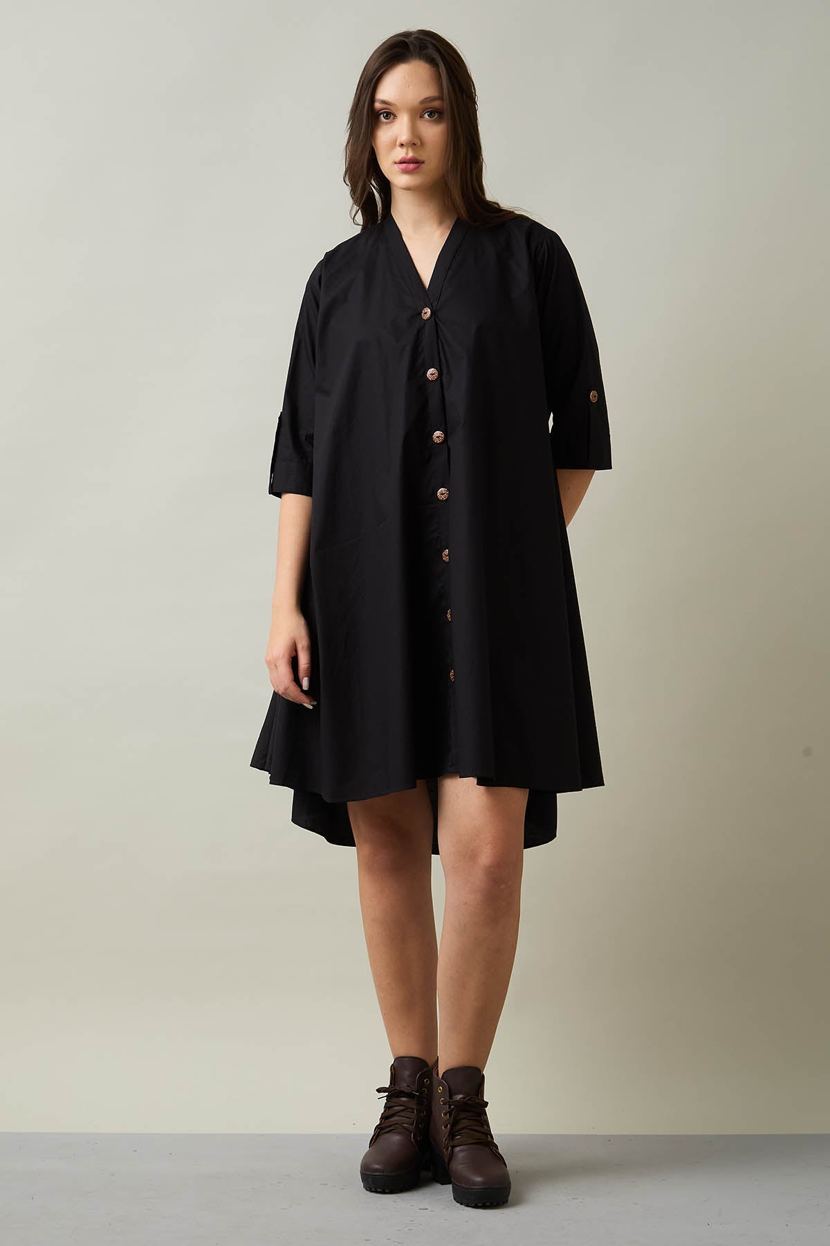 Black Cotton Oversized Dress