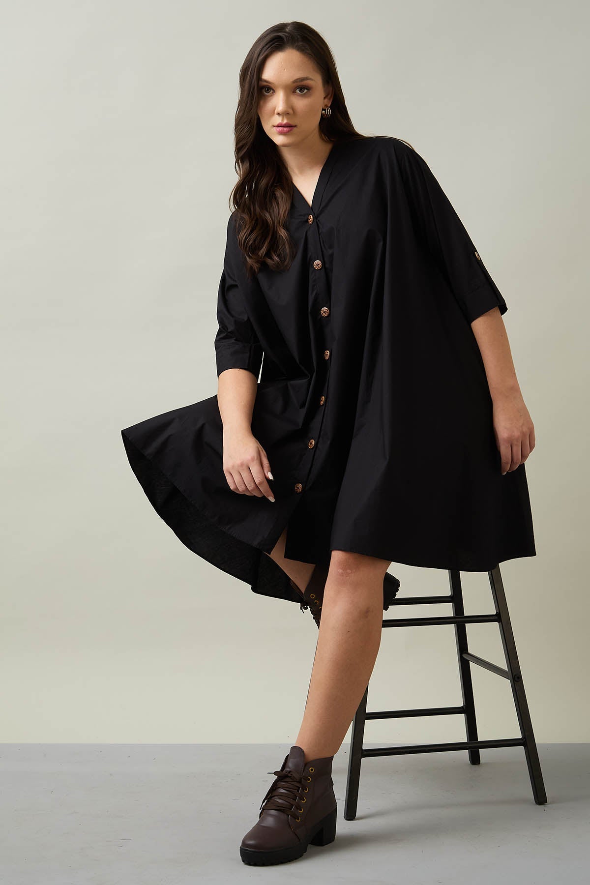 Black Cotton Oversized Dress