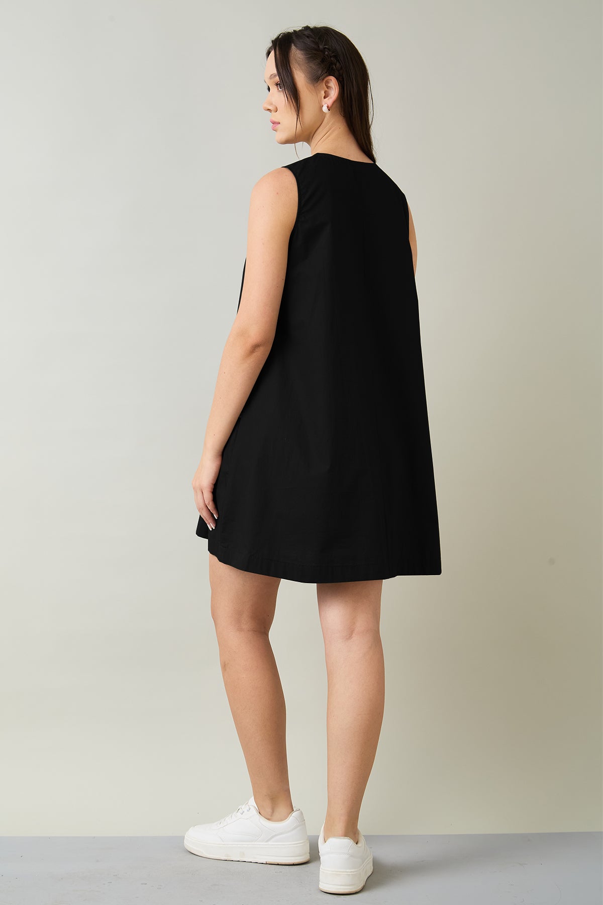 Black Cotton Sleeveless Dress