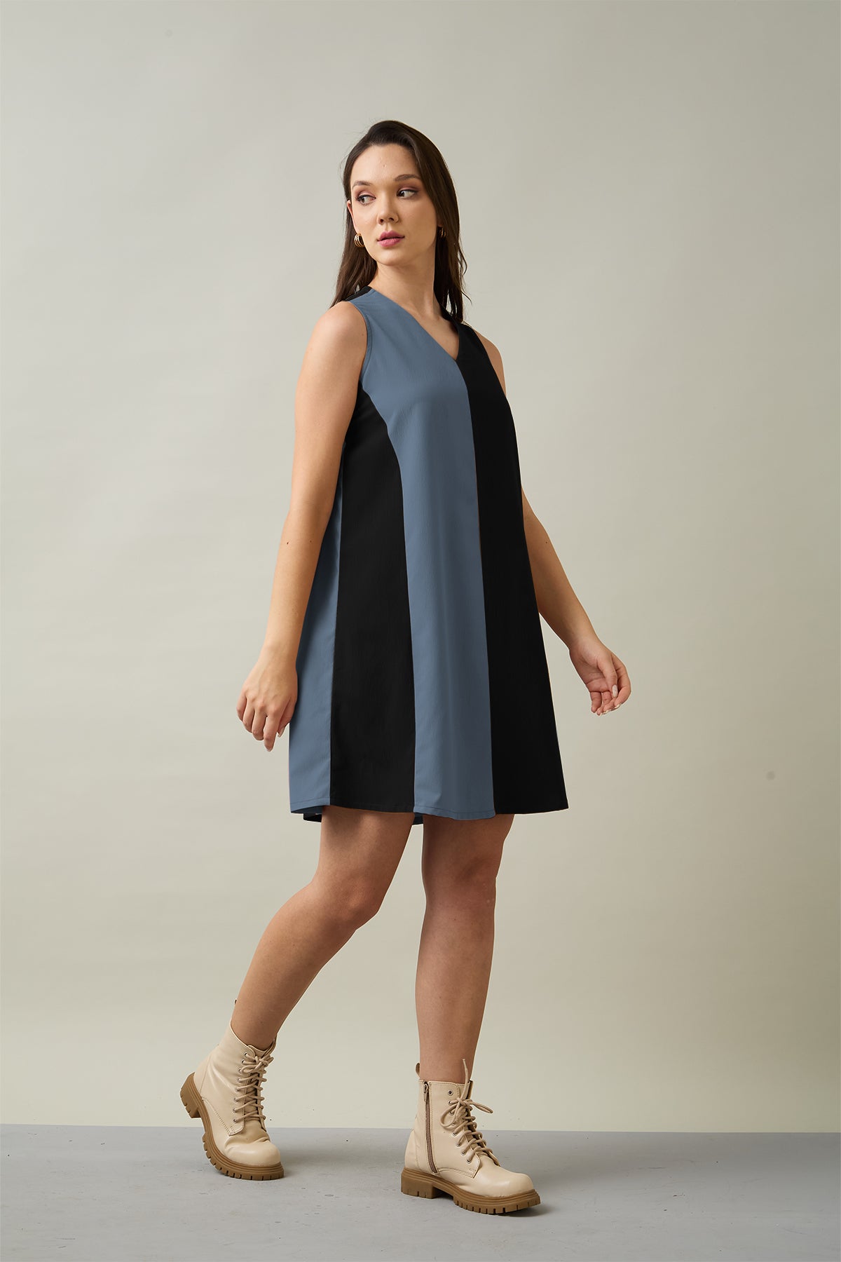 Black & Grey Colourblock Dress