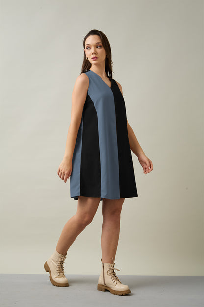 Black & Grey Colourblock Dress