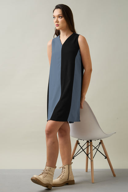 Black & Grey Colourblock Dress