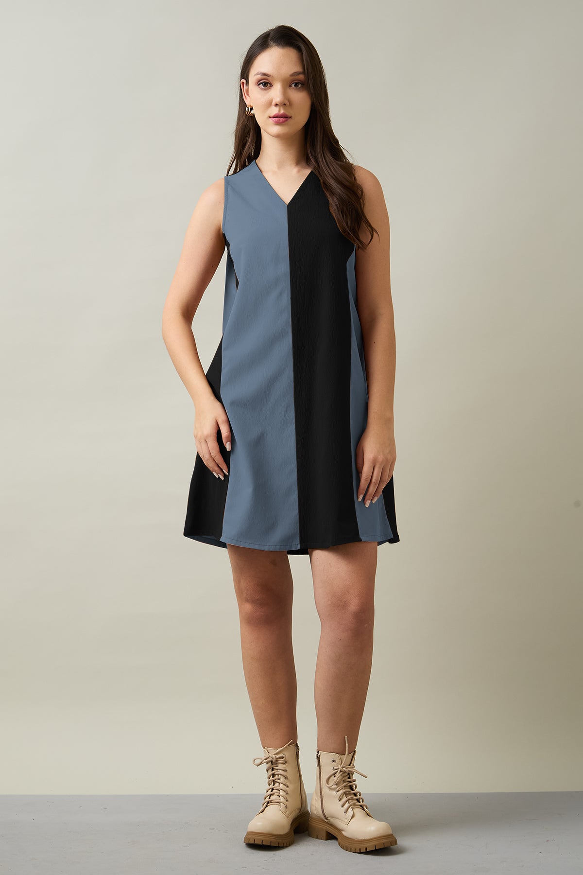 Black & Grey Colourblock Dress