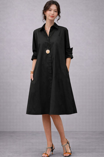 Shop Black Knee Length Shirt Dress for women by SNEHA B