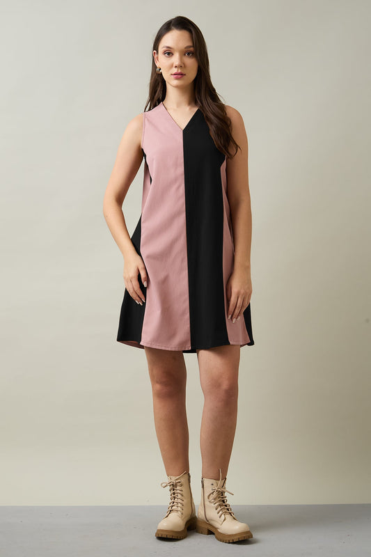 Buy Black & Pink Colourblock Dress by SNEHA B