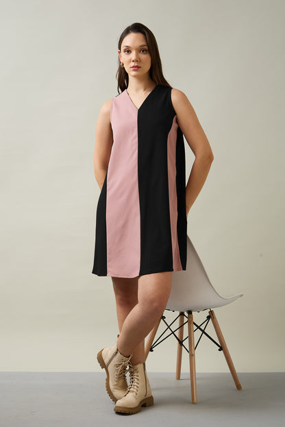 Black & Pink Colourblock Dress