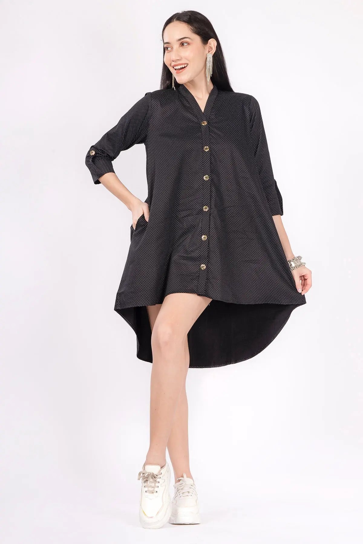 Shop Black Polka Dot Oversize Dress by SNEHA B