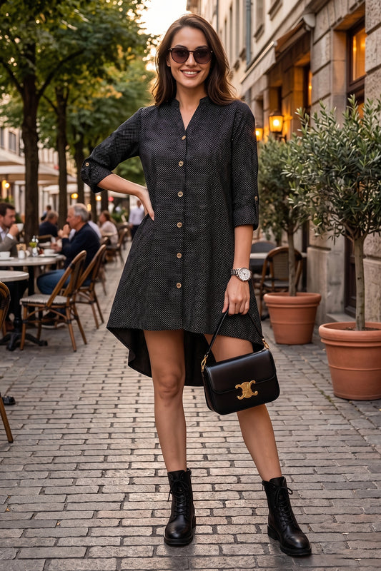 Black Polka Dot Oversize Dress