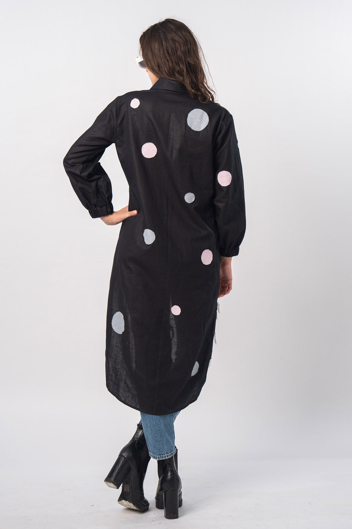 Black Polka Dot Patchwork Shirt