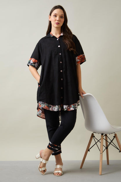 Shop Black Pure Cotton Shirt & Pants by SNEHA B