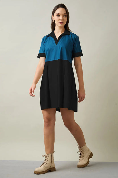 Black & Teal Colourblock Dress SNEHA B