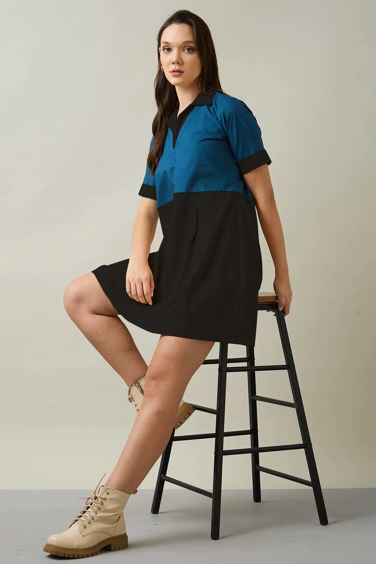 Black & Teal Colourblock Dress SNEHA B