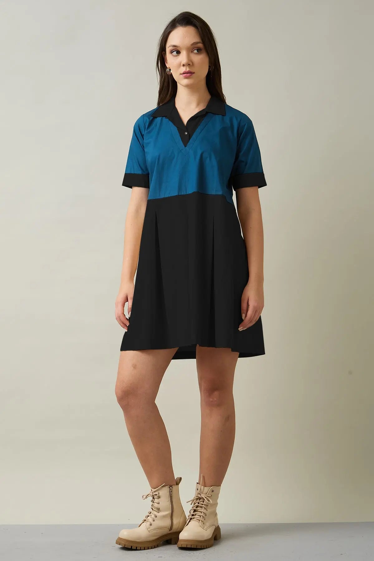 Shop Black & Teal Colourblock Dress by SNEHA B
