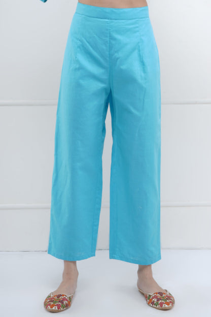 Blue Embroidered Kurta & Pants