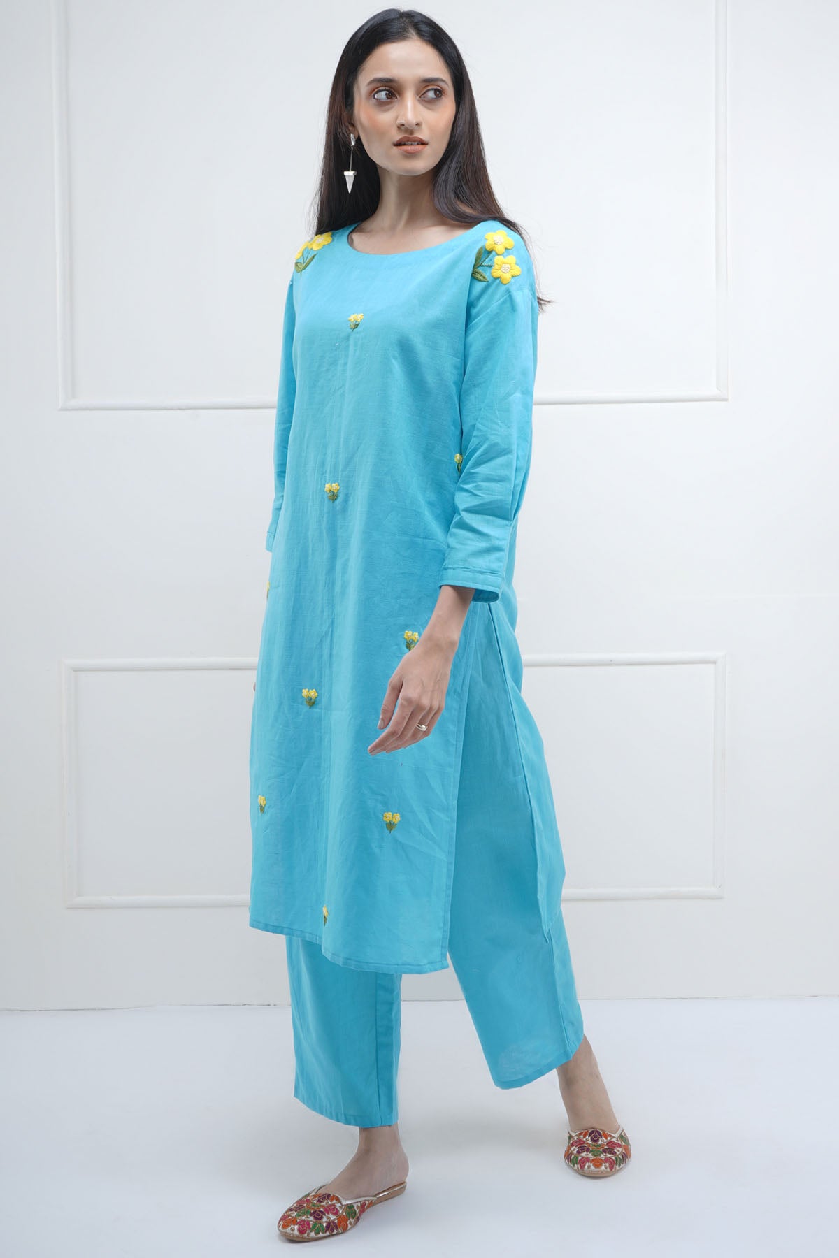 Blue Embroidered Kurta & Pants
