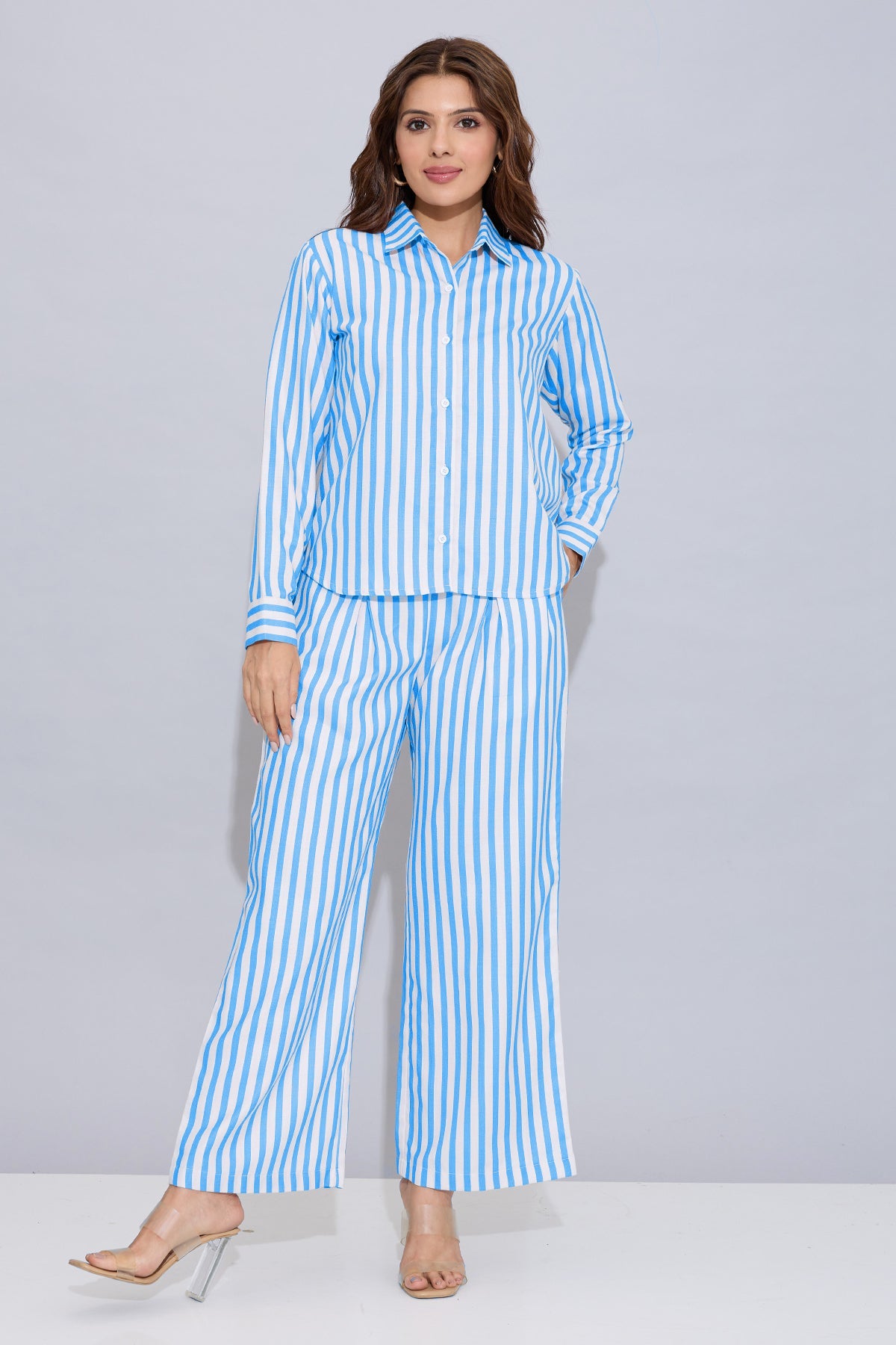 Buy Blue Pure Cotton Stripe Pants by SNEHA B