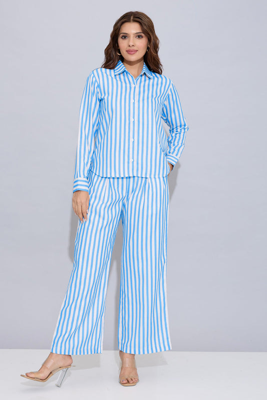 Buy Blue Pure Cotton Stripe Pants by SNEHA B