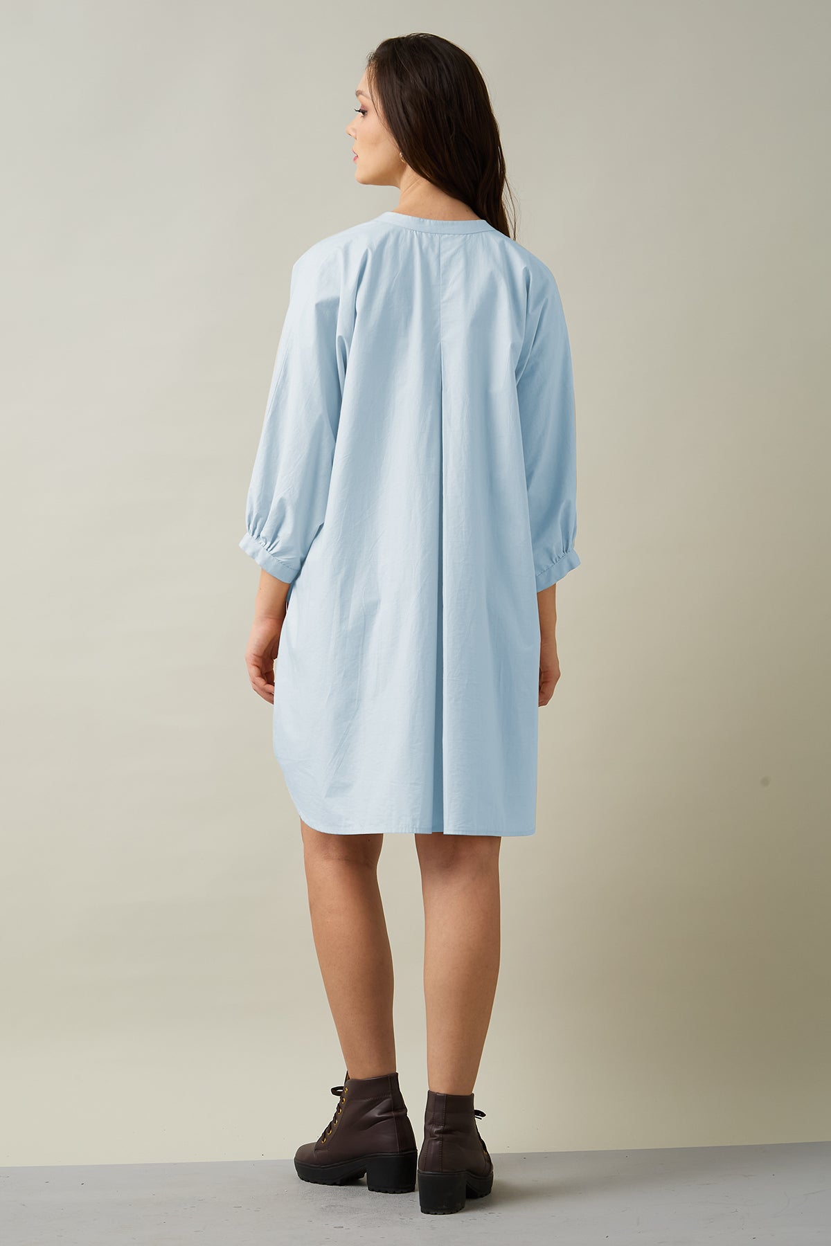 Blue Relaxed Shirt Style Dress