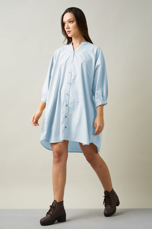 Buy Blue Relaxed Shirt Style Dress by SNEHA B