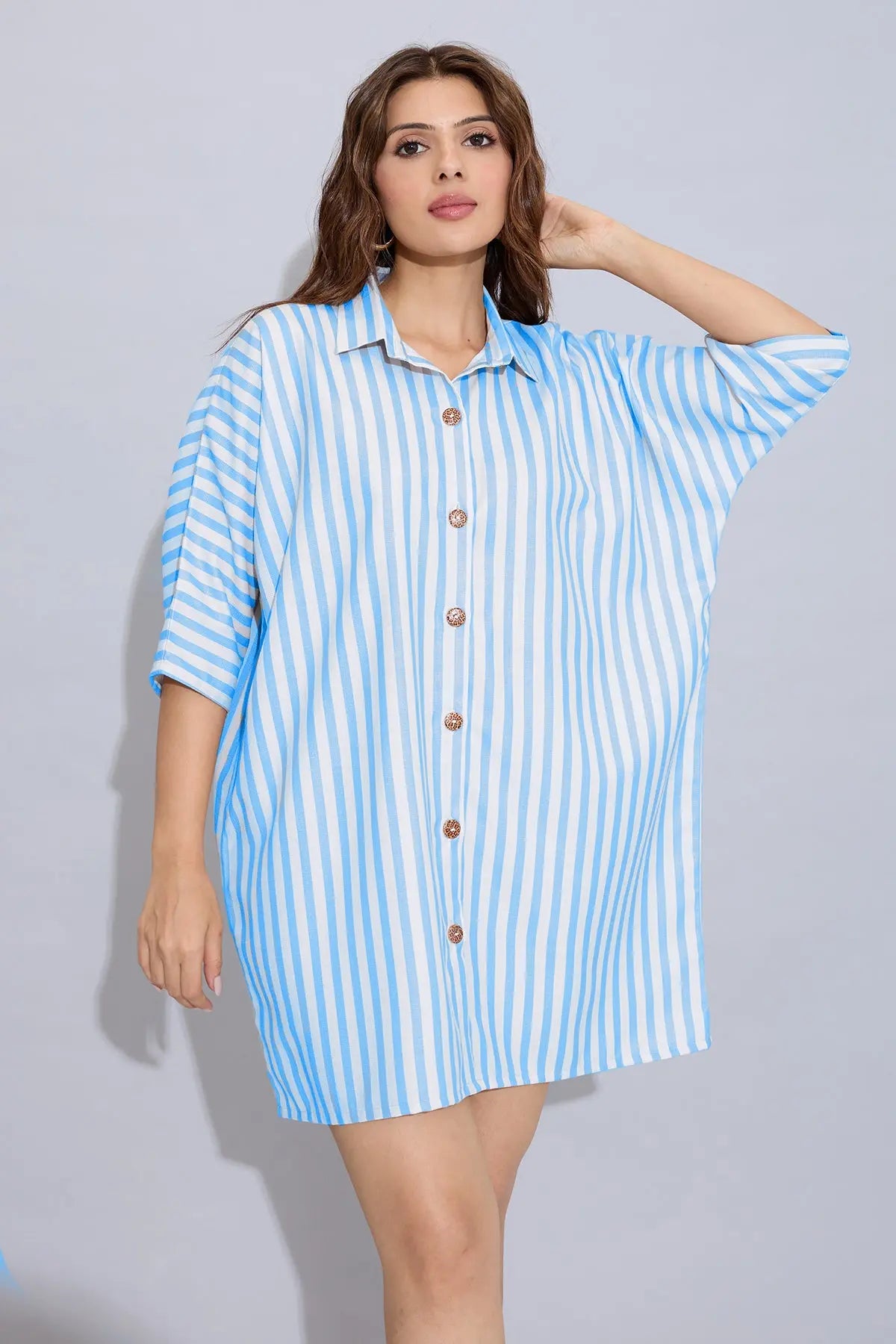 Blue Stripes Oversized Dress SNEHA B
