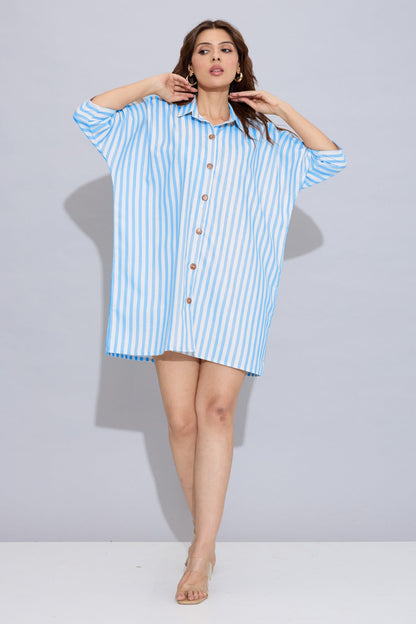 Buy Blue Stripes Oversized Dress by SNEHA B