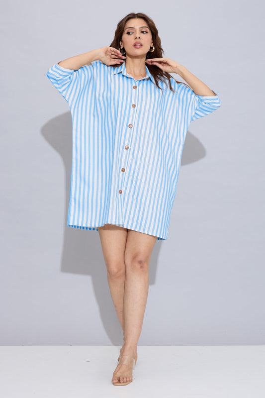 Buy Blue Stripes Oversized Dress by SNEHA B