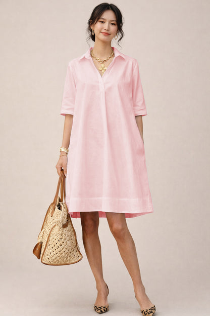 Shop Blush Cotton Box Pleated Dress for women by SNEHA B