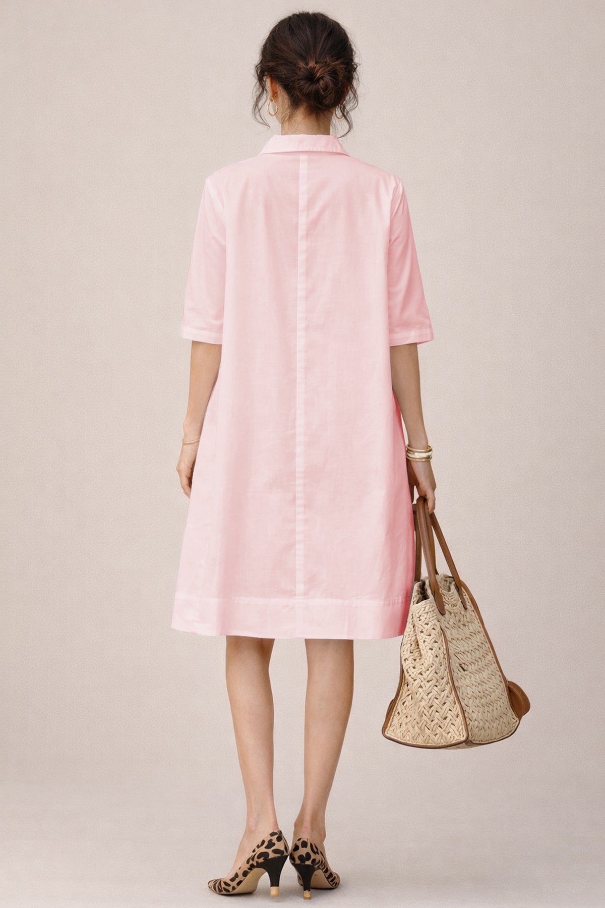 Blush Cotton Box Pleated Dress