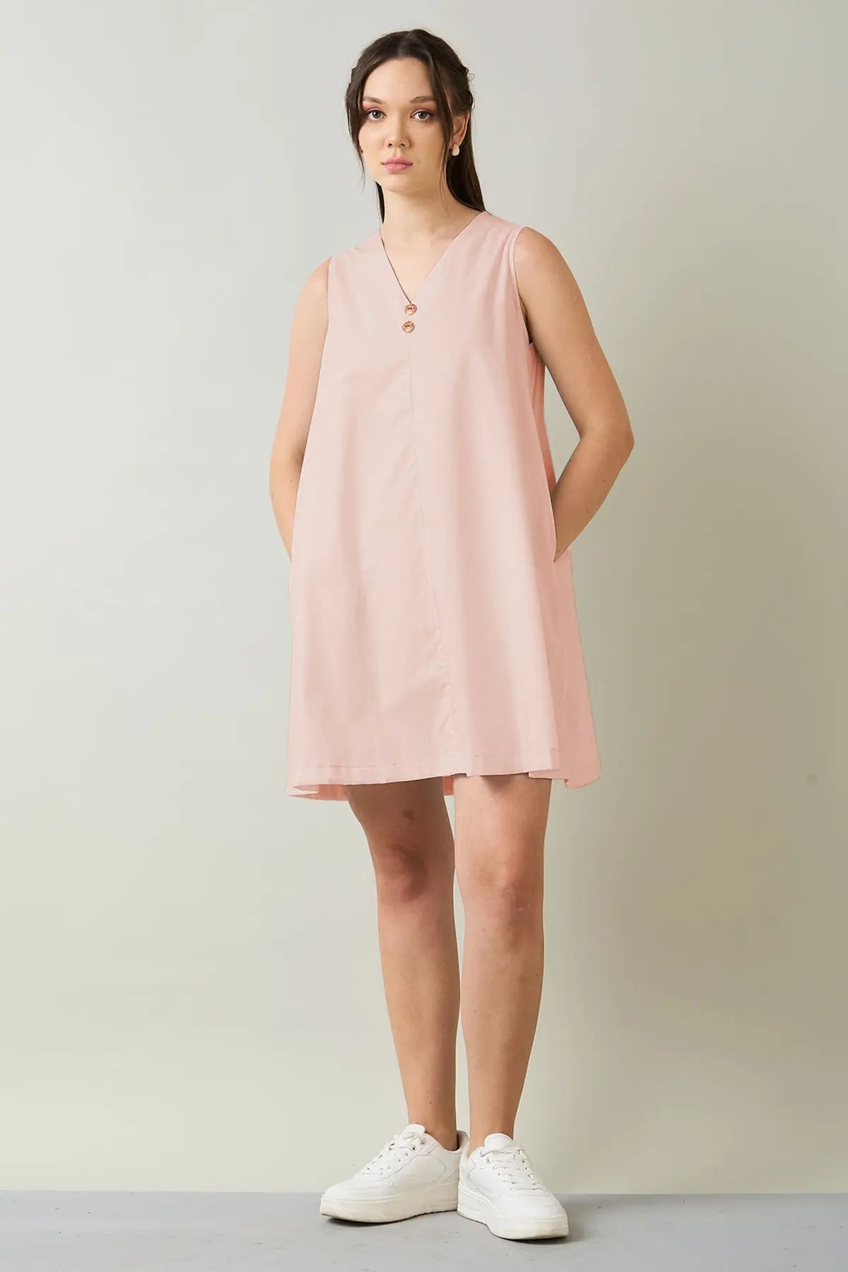 Shop Blush Cotton Sleeveless Dress by SNEHA B