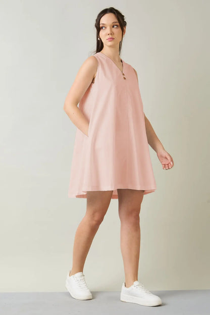 Blush Cotton Sleeveless Dress SNEHA B