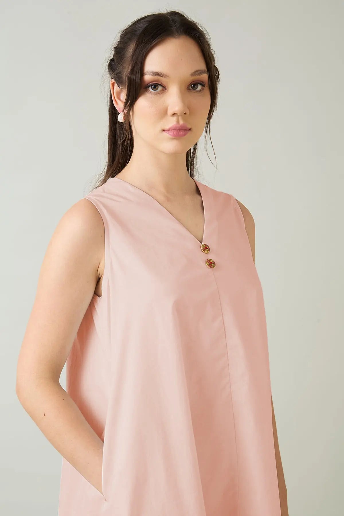 Blush Cotton Sleeveless Dress SNEHA B