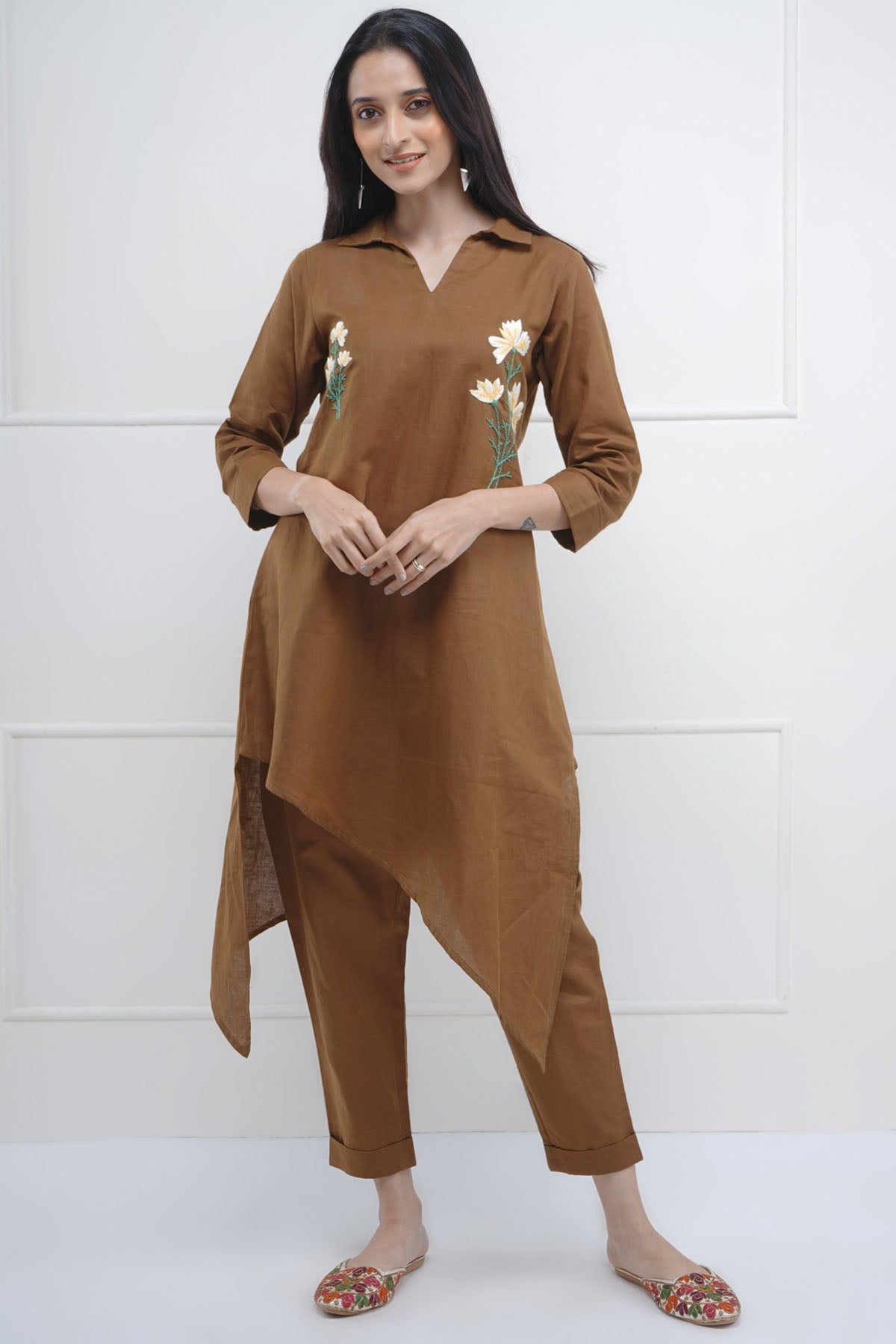 Buy Brown Embroidered Kurta & Pant by SNEHA B